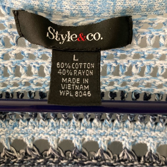 Style &Co. Women’s Blue Striped Cardigan Sweater - Picture 3 of 6